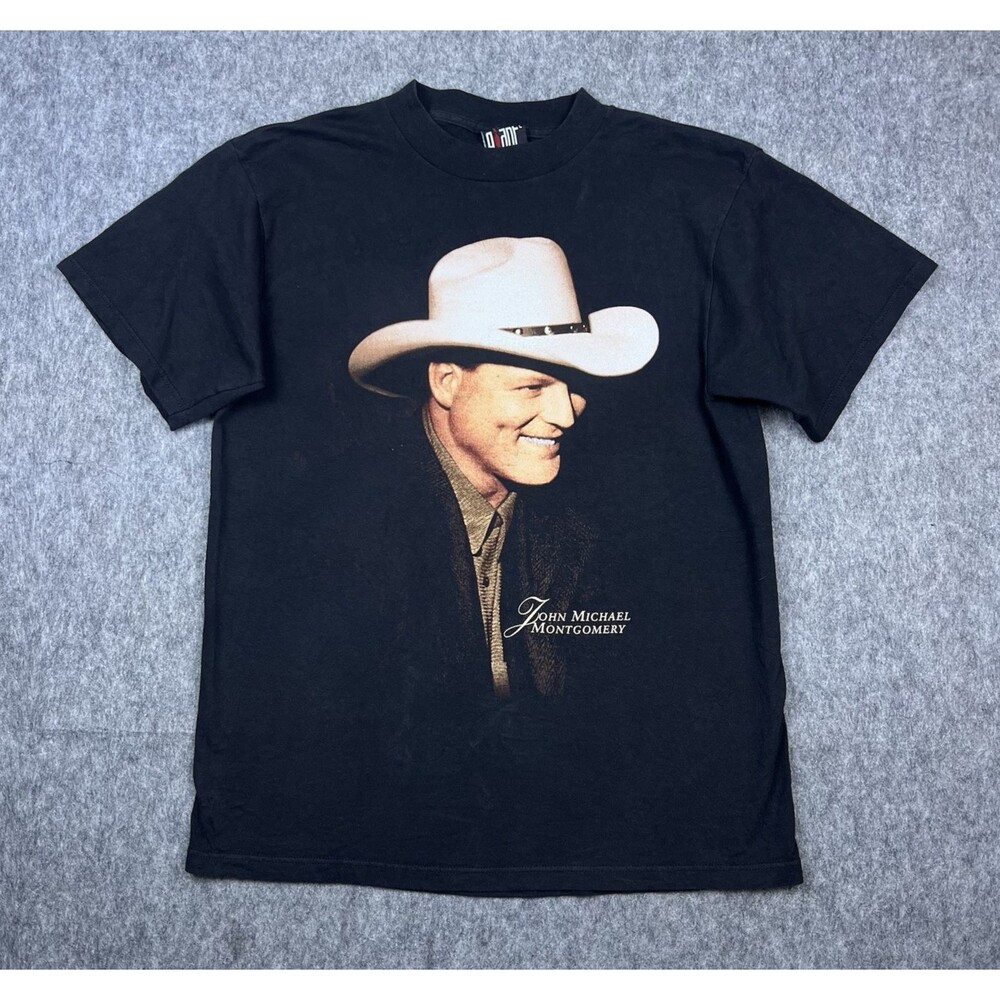 Vintage Giant Tag John Michael Montgomery Men's Tour Shirt Black 1996 Size Large